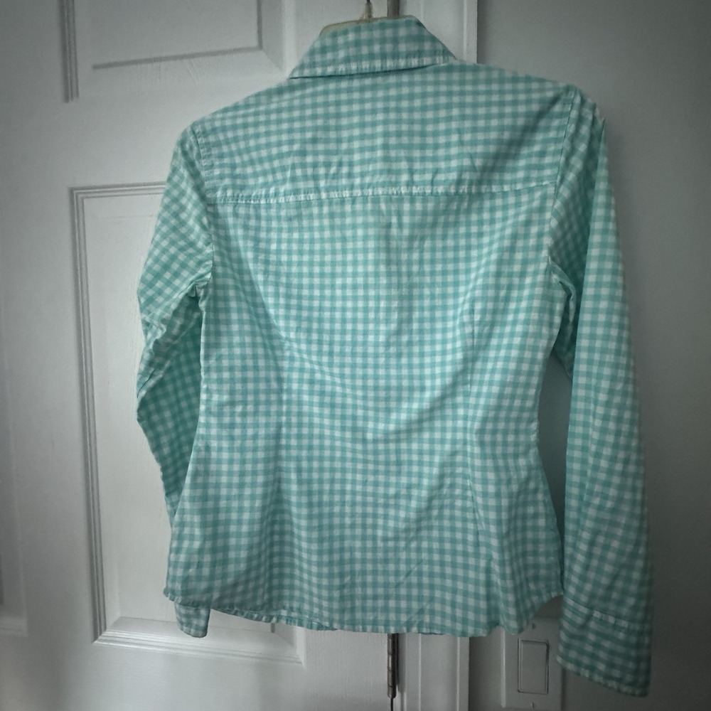 Women's Boden Gingham Shirt Blue White Check Cottagecore Tailored Preppy US 4P - Picture 2 of 13